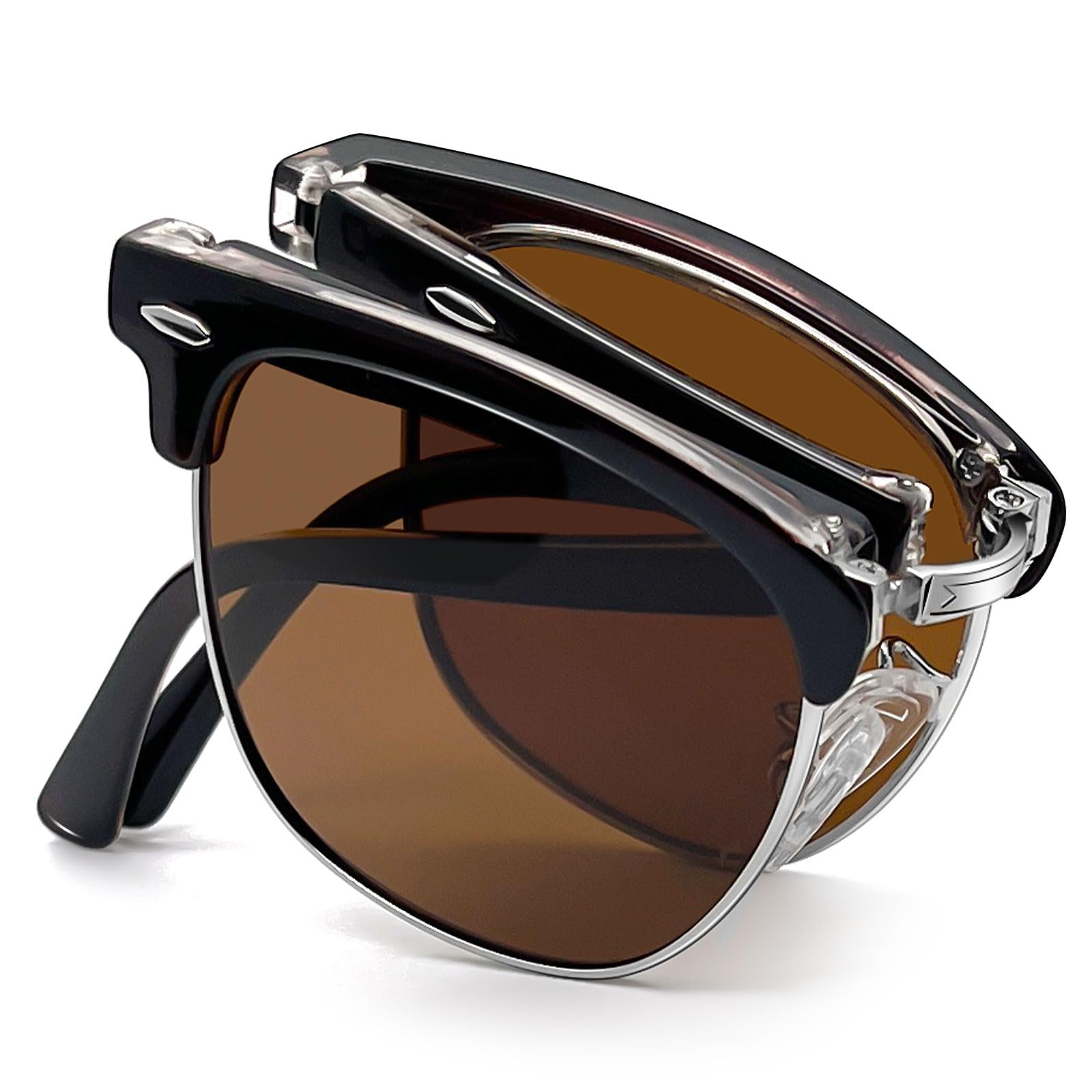 Joopin Vintage Sunglasses Half Frame Sun Glasses Polarized UV Protection Browline Shades for Women Men