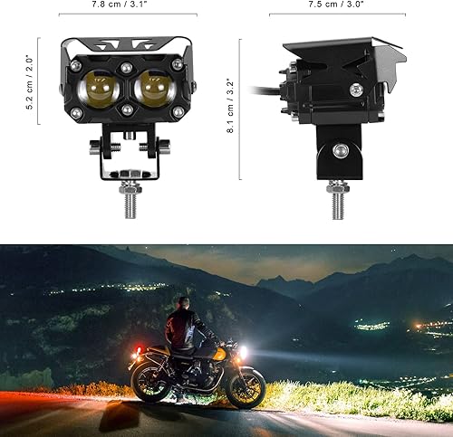 Miniatura 3 de Kawell Luces de conducción LED de 40 W, vainas auxiliares de luz de trabajo con punto de niebla IP68, impermeable, doble color para motocicleta,