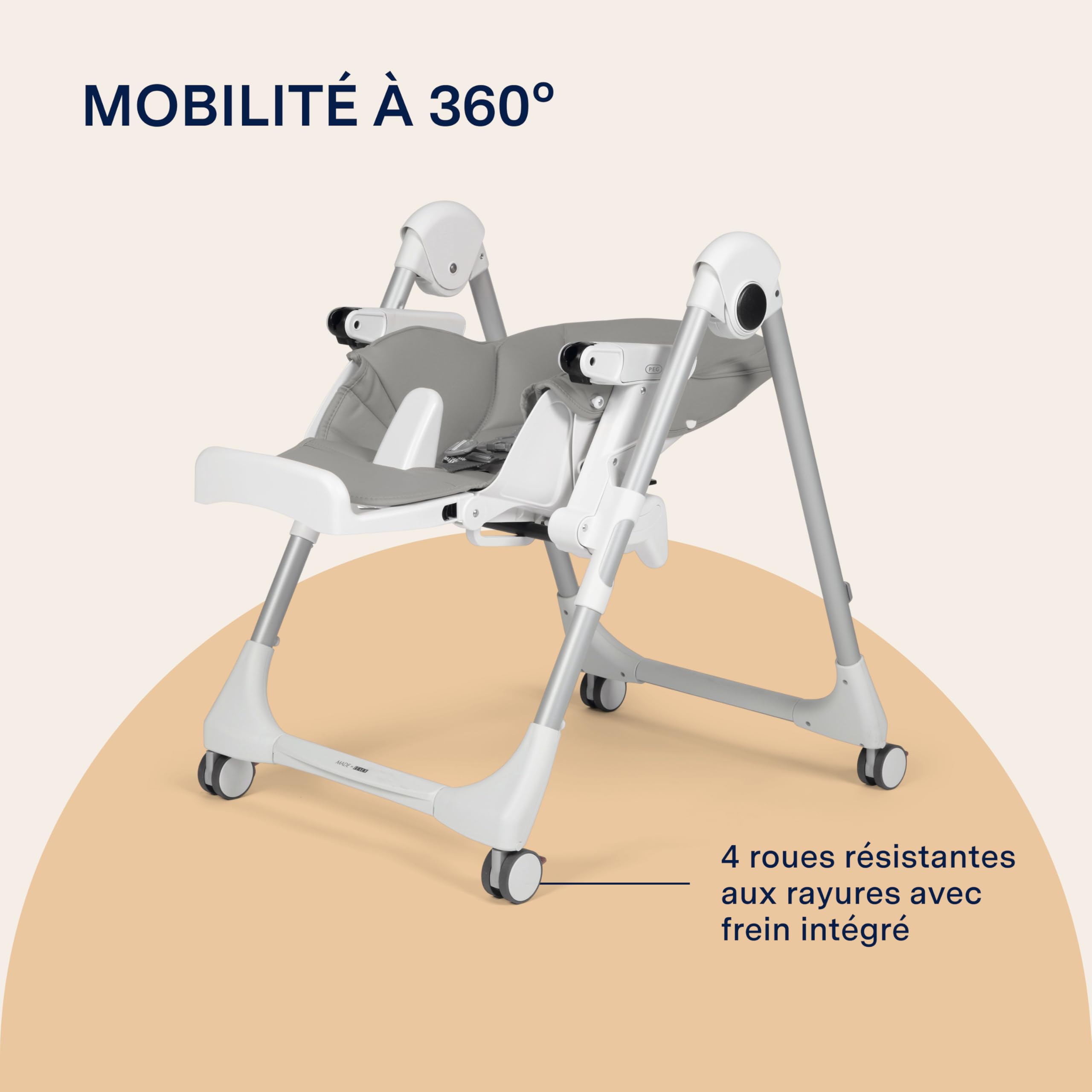 Peg Perego Prima Pappa Follow Me, Chaise Haute, Gris (ice)