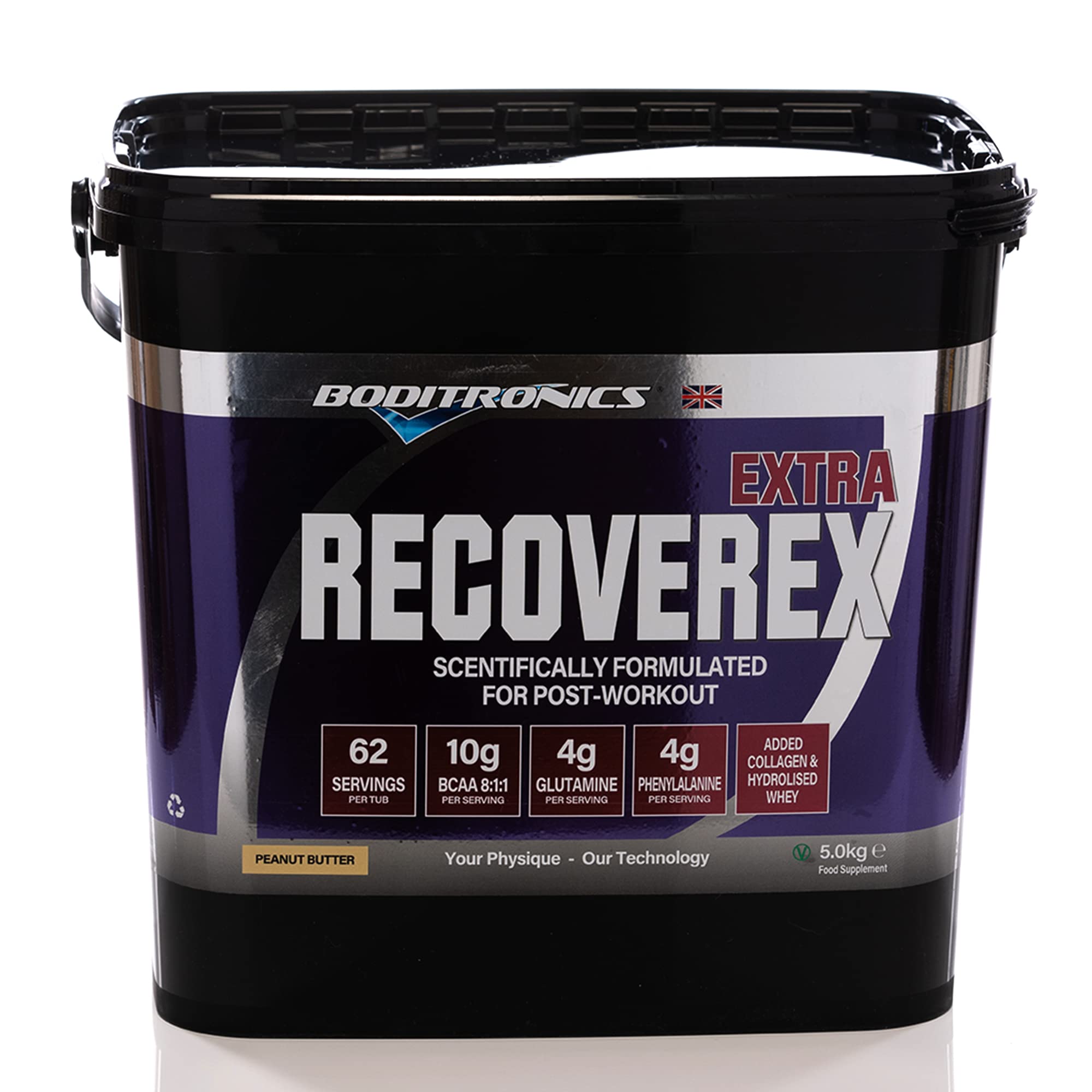 Boditronics RecoverEx Extra 5 kg Slow and Fast Release Carbohydrate Blend Complete Post-Workout Protein Powder with Whey Protein Concentrate, Collagen Powder, Vitamin C, BCAA
