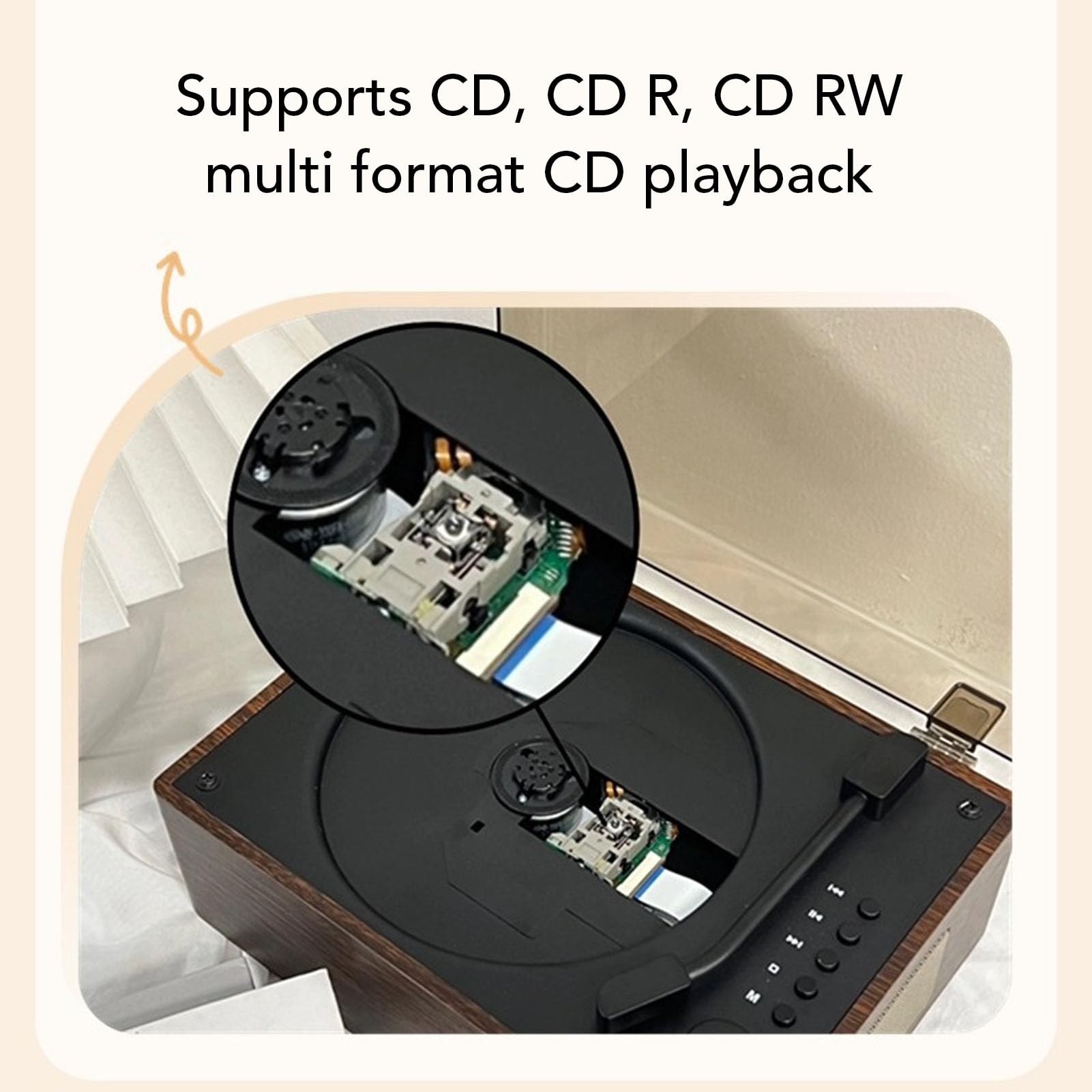 Przenośny Odtwarzacz CD, Retro CD Bluetooth Odtwarzacz z Podwójnymi Głośnikami HiFi, Odtwarzacz CD z Głośnikami do Domu, obsługą CD, CD R i CD RW, Odtwarzanie Dysku Flash (Kolor