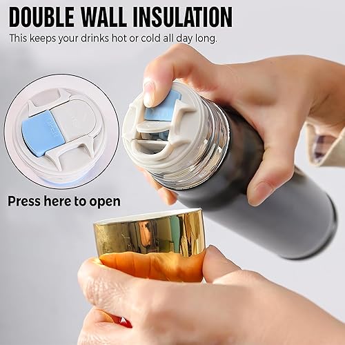 Miniatura 5 de Vaso de acero inoxidable con la bandera estadounidense negra y dorada, vaso aislado al vacío de 17 onzas, regalos patrióticos de Navidad, cumpleaños