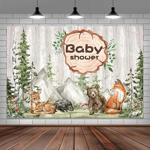 Telón de fondo de Woodland Baby Shower de 6 x 4 pies, safari, animales salvajes, bosque, árbol, cámper, niños, fotografía de fondo, cartel de