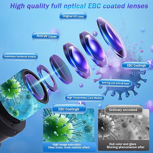 Miniatura 4 de Poothoh Microscopio Trinocular Compuesto, aumento 40X-5000X, microscopio profesional de grado de investigación con cámara USB y plataforma mecánica,