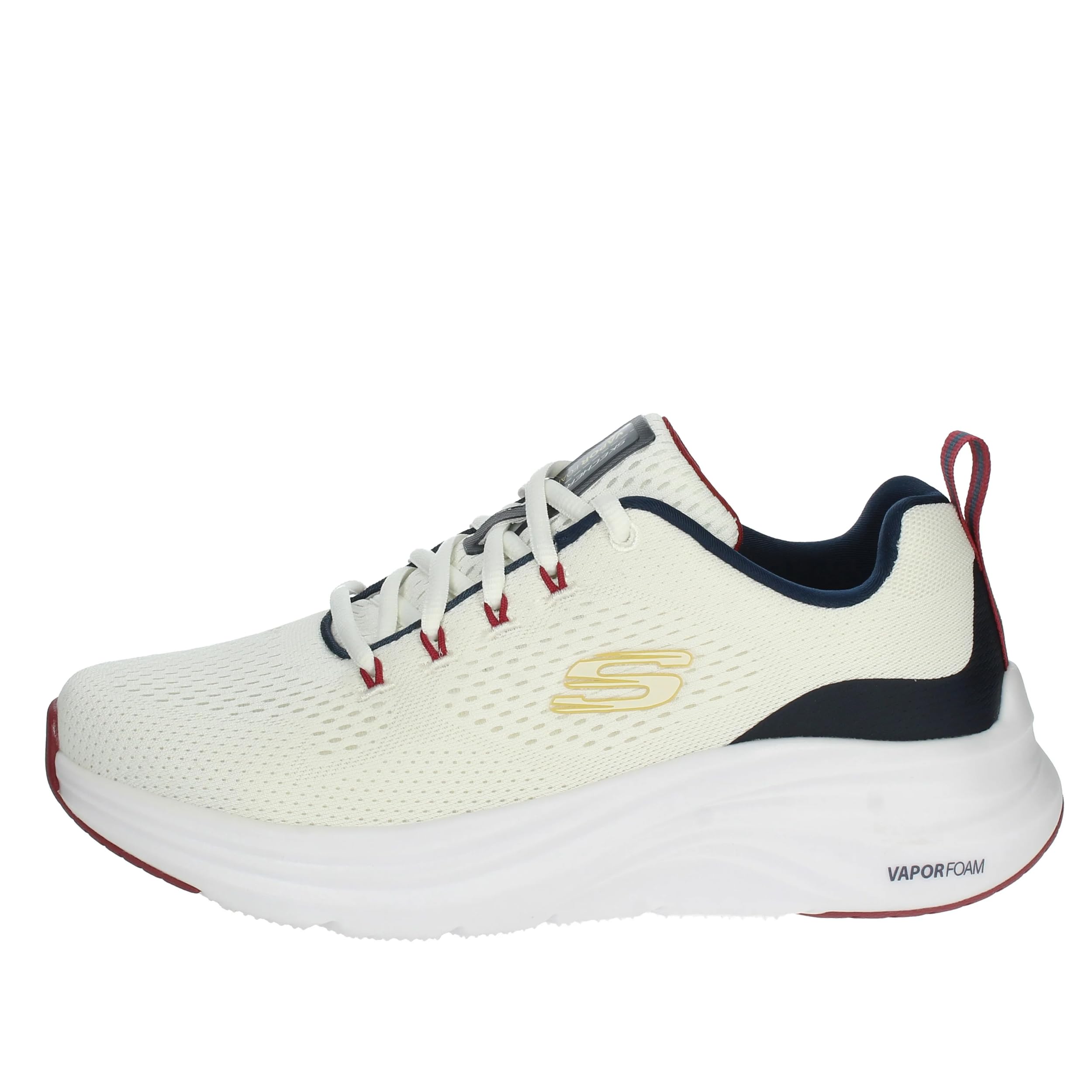 Skechers Men's Vapor Foam Sneaker, White Mesh/Synthetic/Navy Red Trim, 10.5 UK