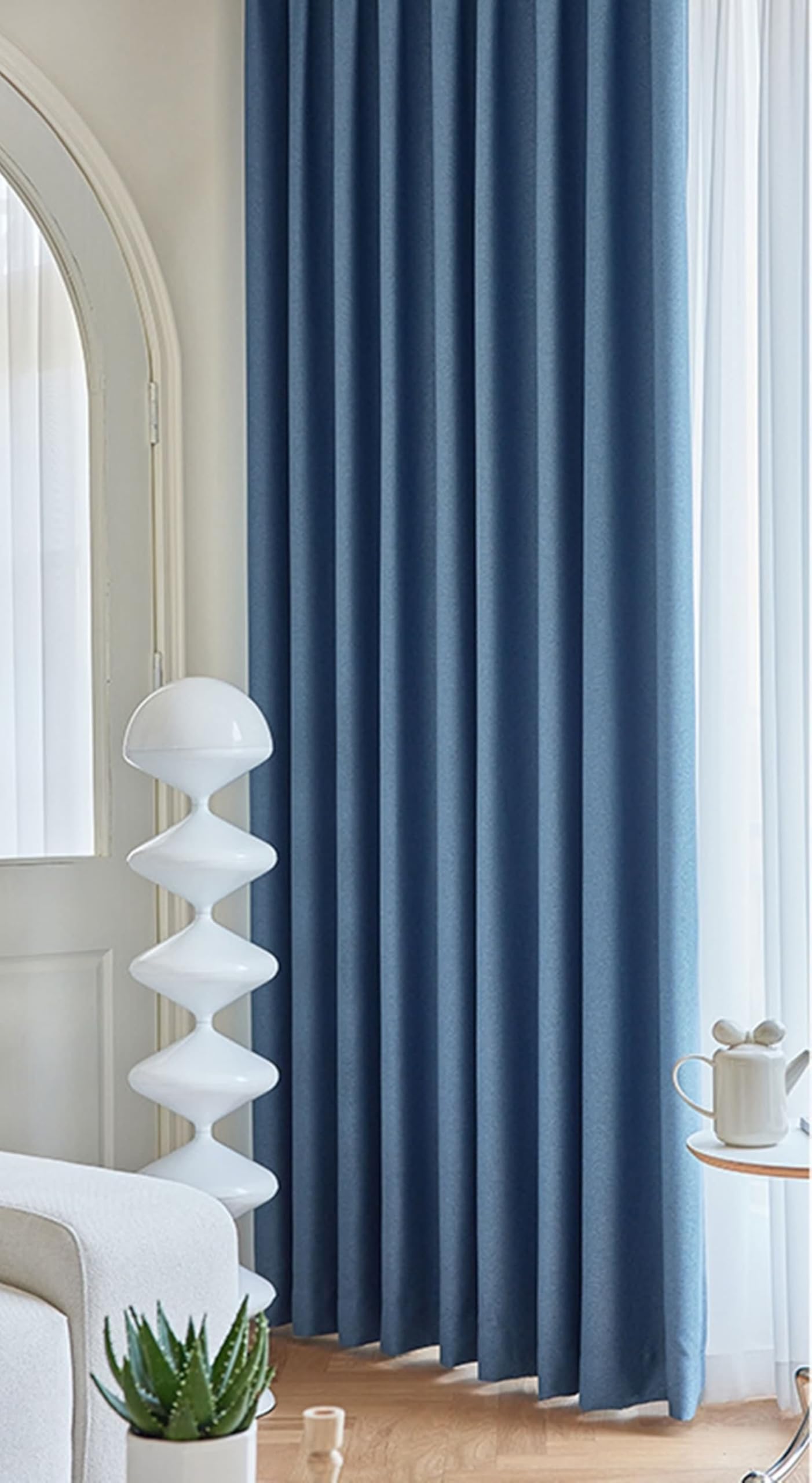 Beydodo Rideaux Occultant Fenêtre Lot de 2, Rideau Chambre Opaques Moderne 137 x 183 avec Oeillets, Épais Bleu Foncé Uni Aspect Lin