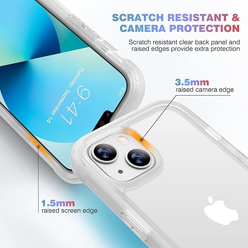 Miniatura 131 de Diaclara - Funda diseñada para iPhone 15 Plus de 6.7 pulgadas, funda transparente de cuerpo completo con protector de pantalla, funda resistente