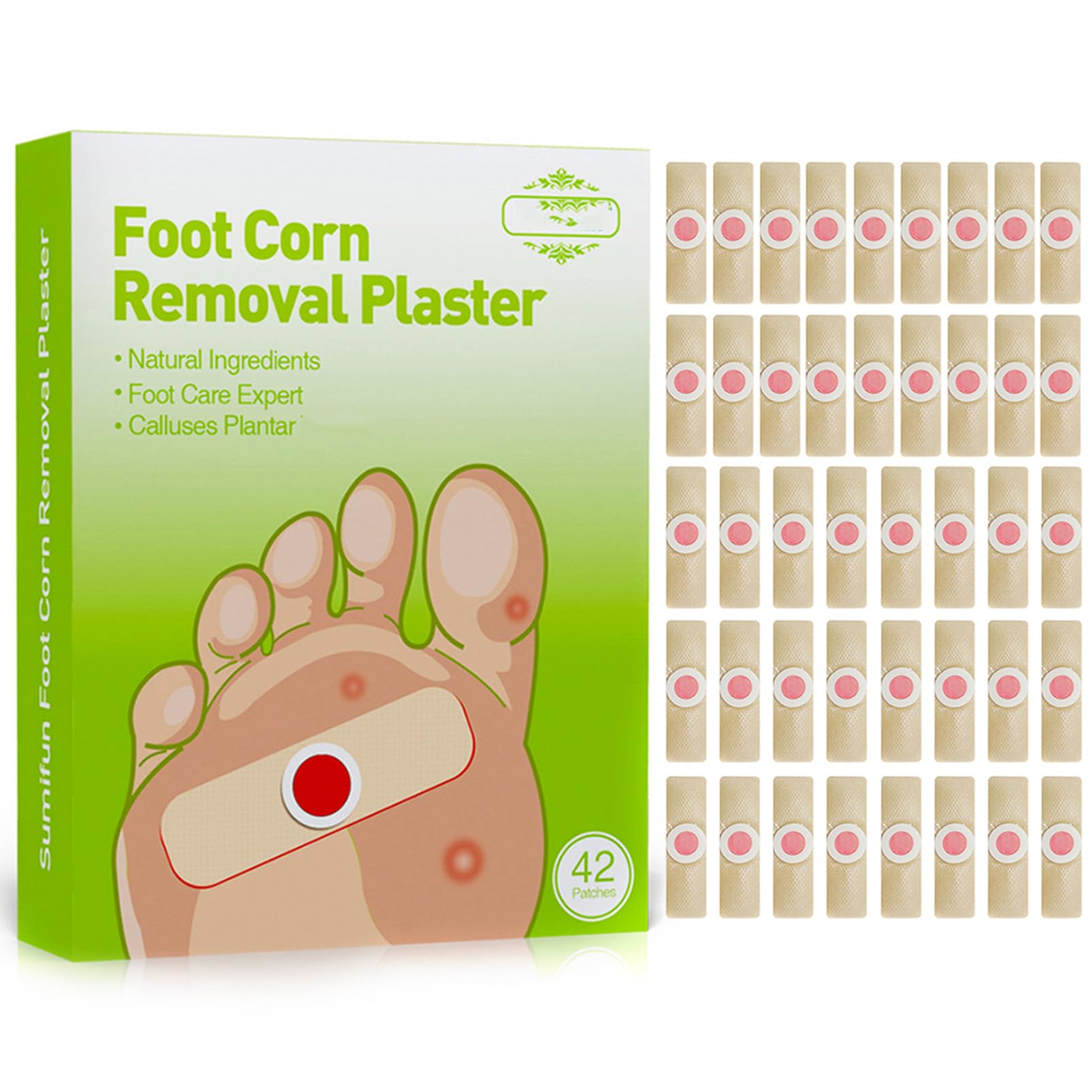 Corn Remover Pads - Corn Remover for Feet - Wart Remover - Corn Plasters for Toes,Feet, Hand - Self Adhesive Callus Remover Pads - Corn Pads Feet Care(42PCS)