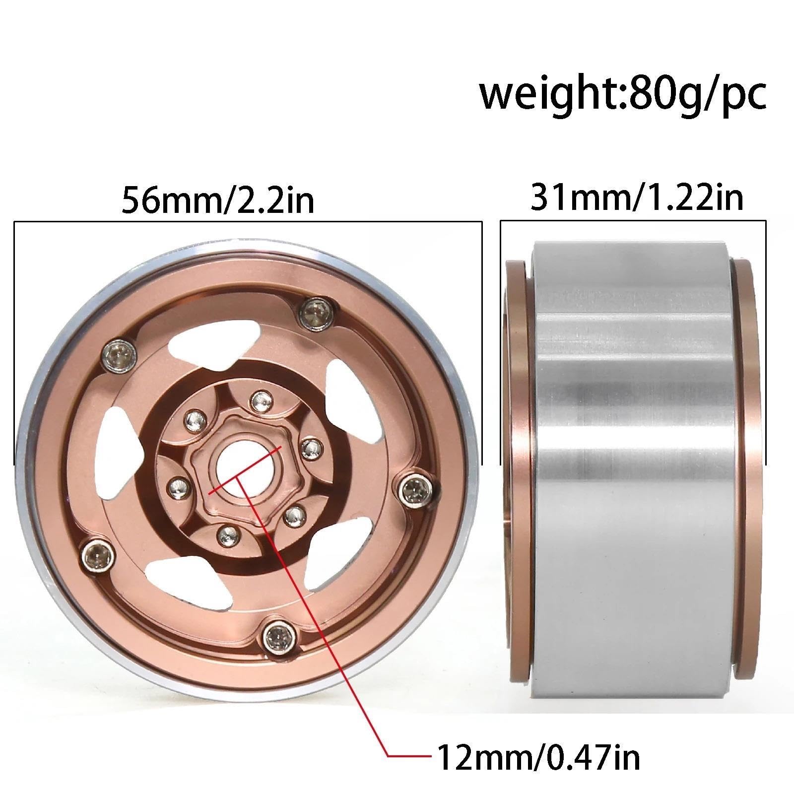 4 szt. 1.9 Beadlock koła ze stopu aluminium do osiowego SCX10 CC01 TRX4 TRX6 do Wr-Aith D90 1/10 RC Crawler Auto Upgrade części (4 szt. opon RS441-02)