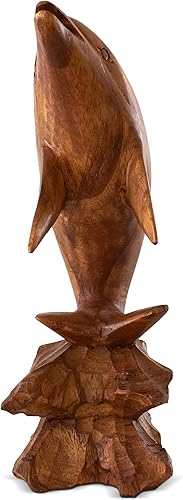 Miniatura 5 de G6 Collection Estatua de delfín tallada a mano de madera, escultura decorativa de madera, decoración del hogar, hecha a mano, hecha a mano, junto al