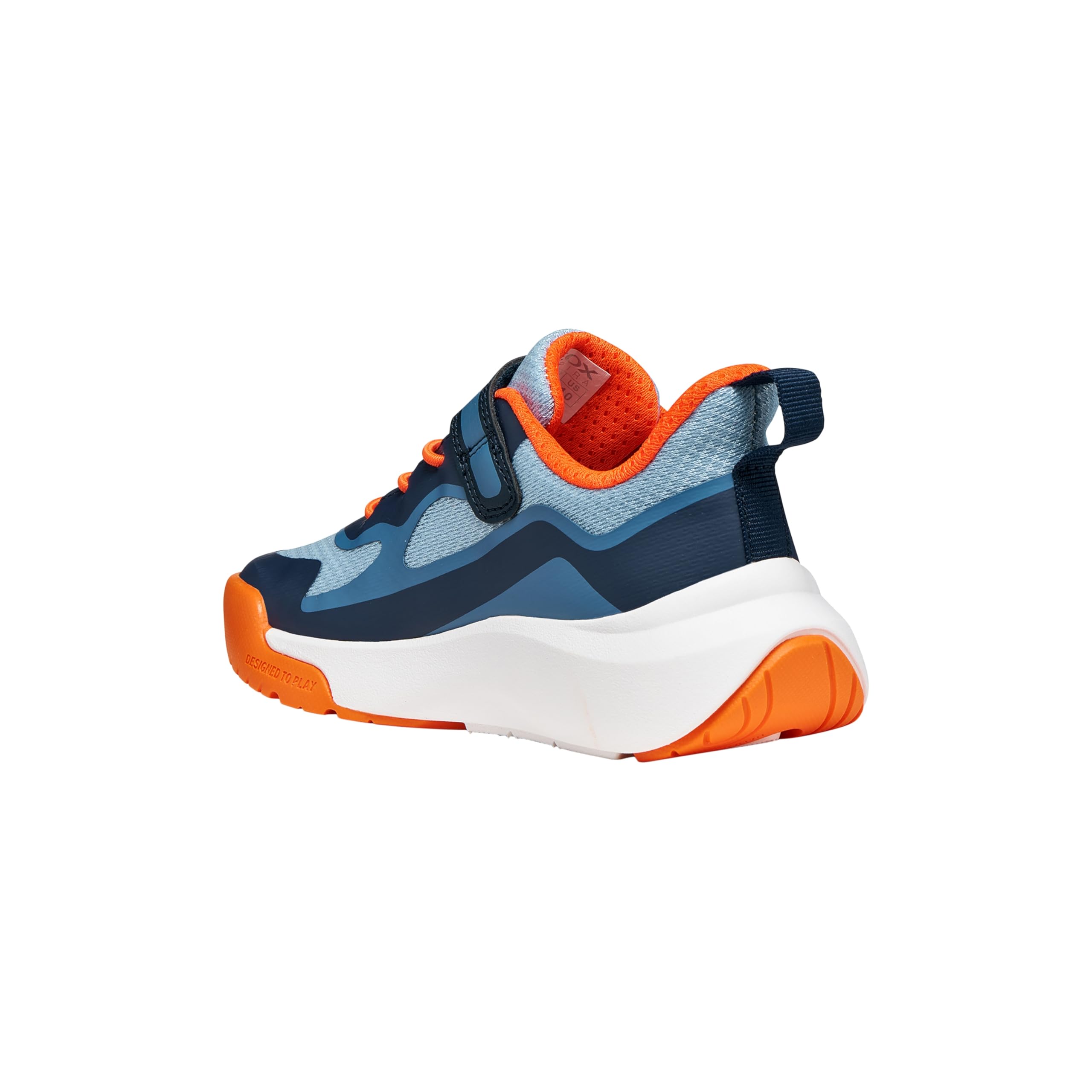 Geox Pro-Ran J65P7F Sportschuhe für Kinder, Marineblau Orange, Klettverschluss, ergonomisch, gedämpft
