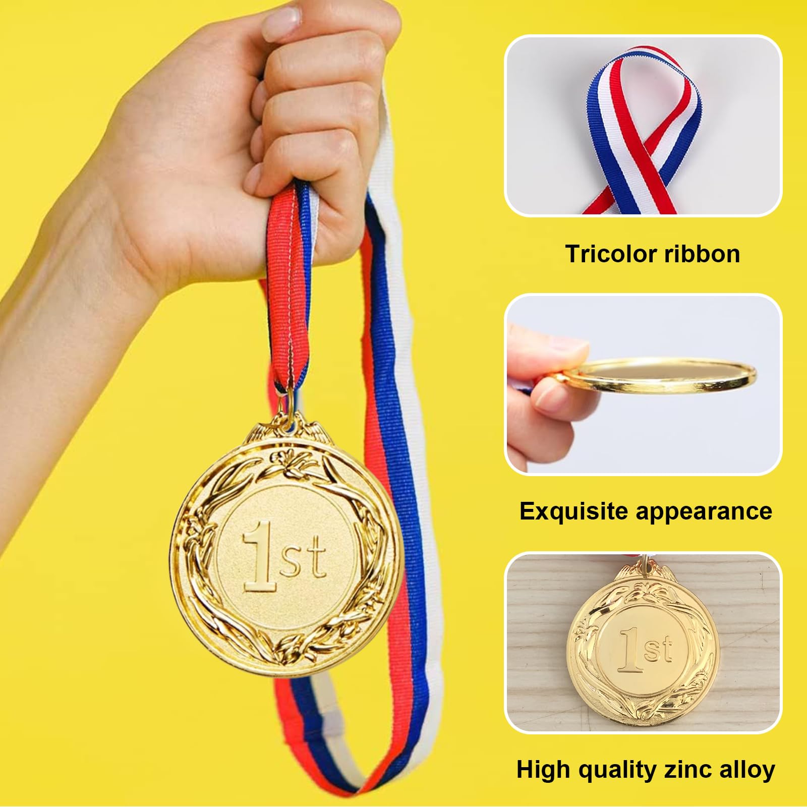 Medallas de Metal Doradas para Niños Adultos Juegos Escolares Competiciones Deportivas 12 Piezas