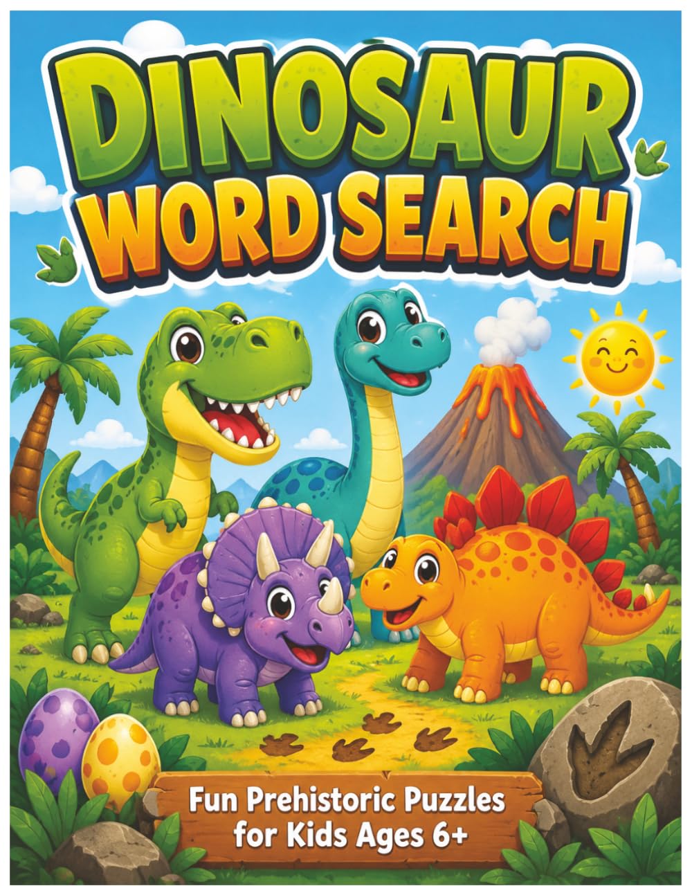Dinosaur Word Search: Fun Prehistoric Puzzles for Kids Ages 6+