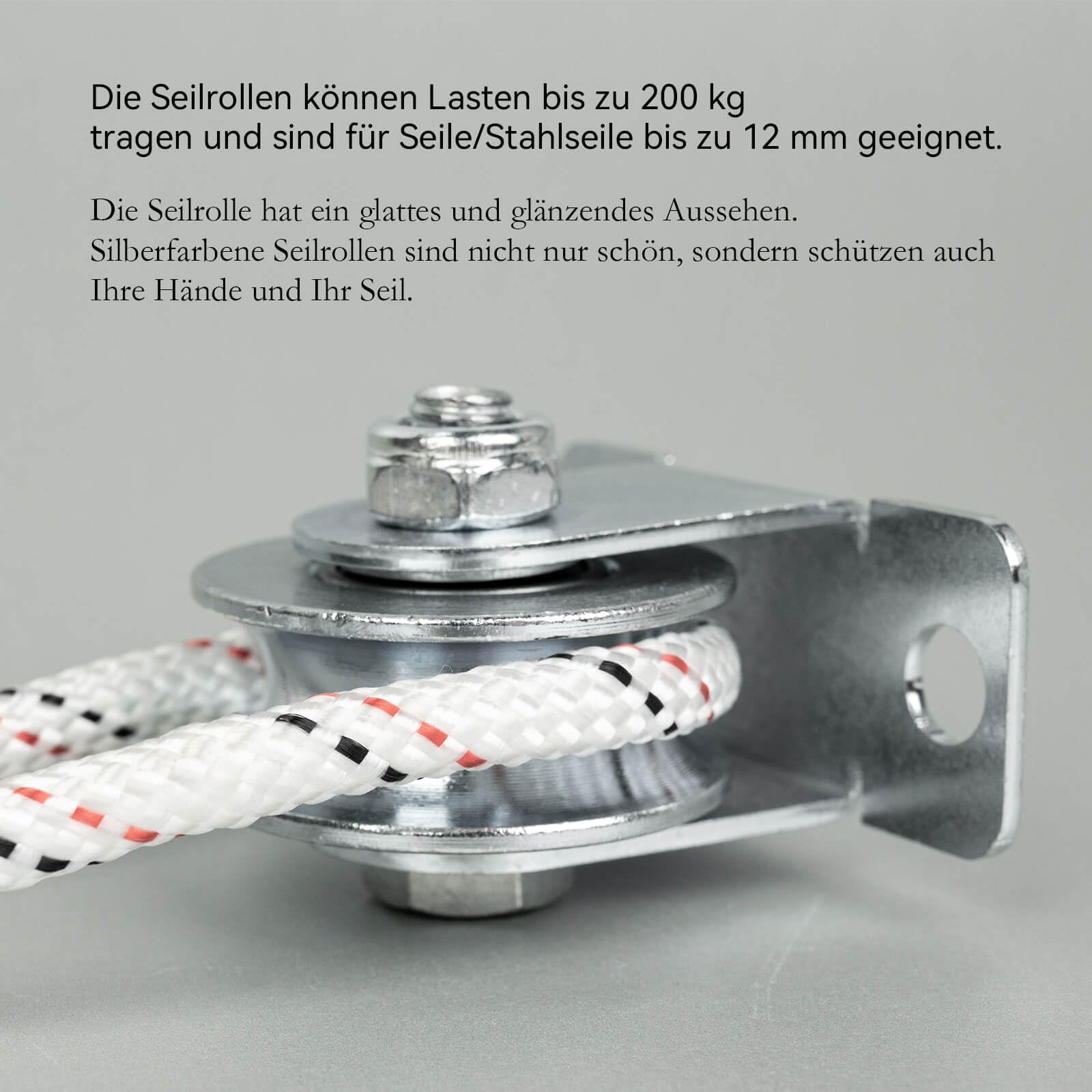Lot de 2 poulies de 48 mm - Câble en acier avec 2 roulements à billes - Poulie pour câble en acier de 10 mm - Charge maximale : 200 kg