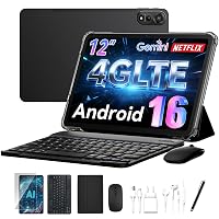 2026 Tablet Android 16,Tablet 12 Pollici con Tastiera,4G LTE+5G WiFi,24GB RAM+128GB ROM,Octa