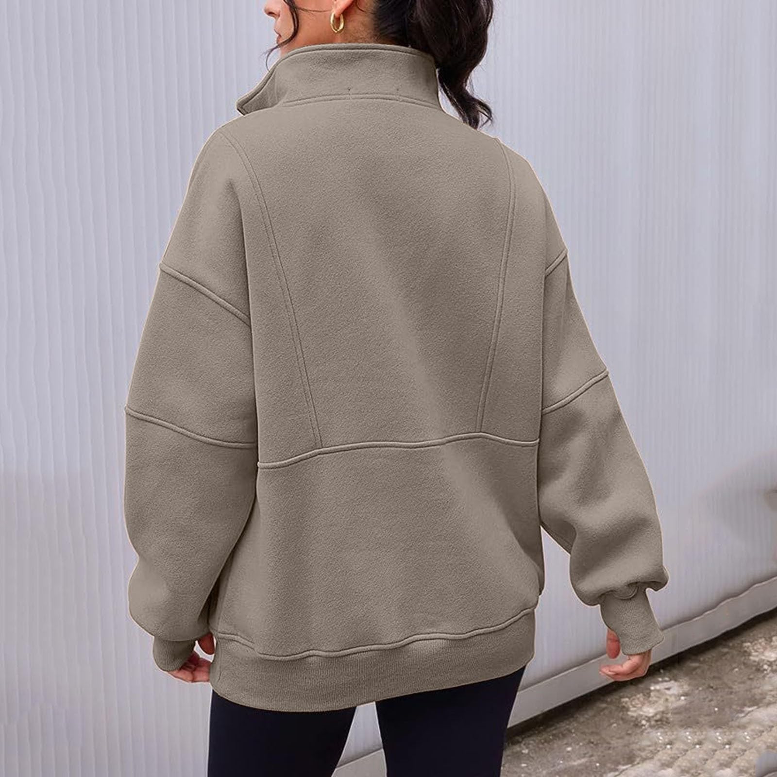 Sudaderas de cuello alto occidental para mujer, ajuste holgado, sudaderas casuales universitarias, cómodas, con cremallera de bloque de color, forro polar, para otoño, anime, cuello redondo, con