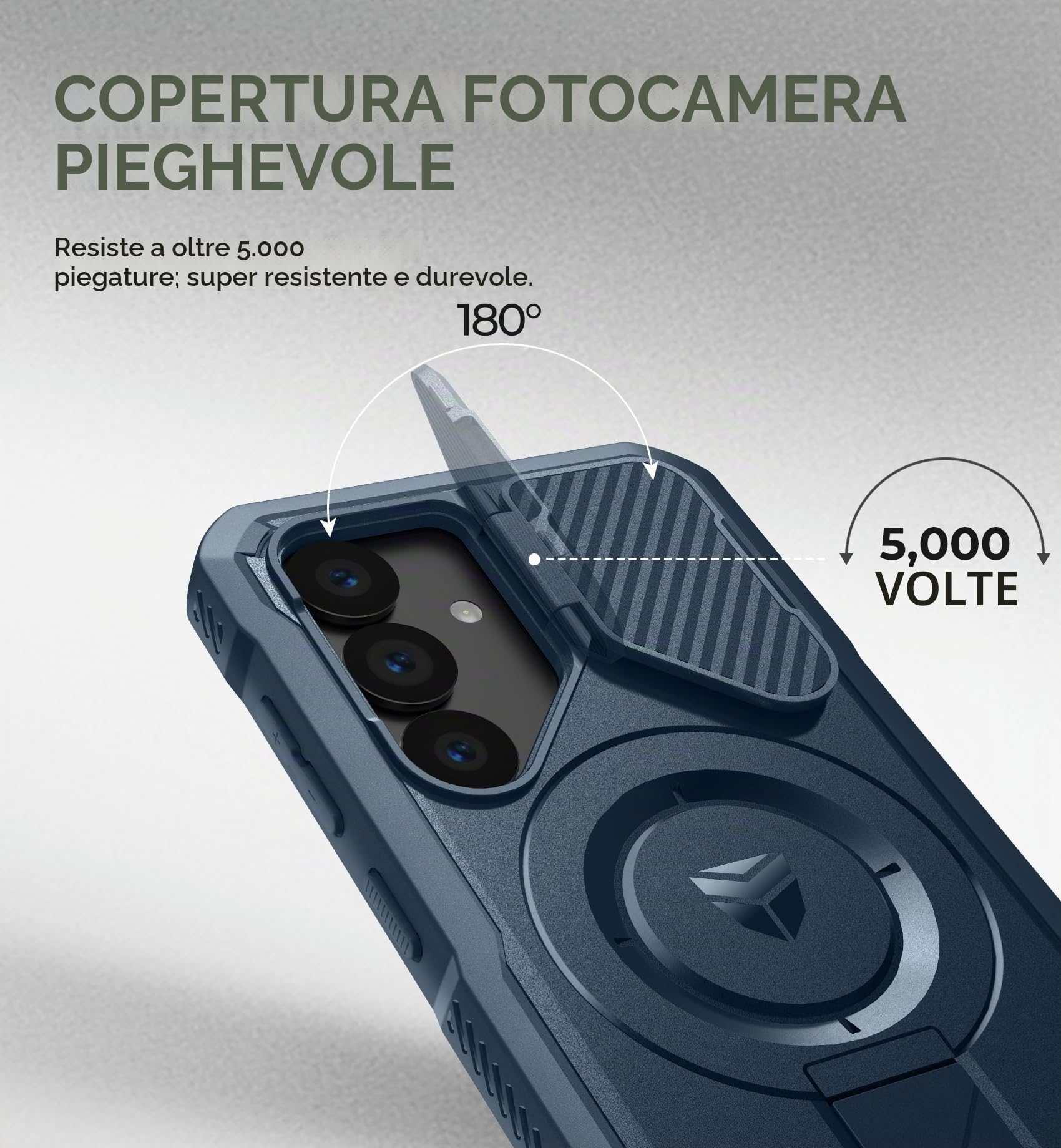Dexnor Magnetiche Cover per Samsung Galaxy S25 con Copertura Della Fotocamera & Cavalletto Regolabile & Protezione Dello Schermo Incorporata, Custodie Antiurto Resistenti Case - Blu Marino