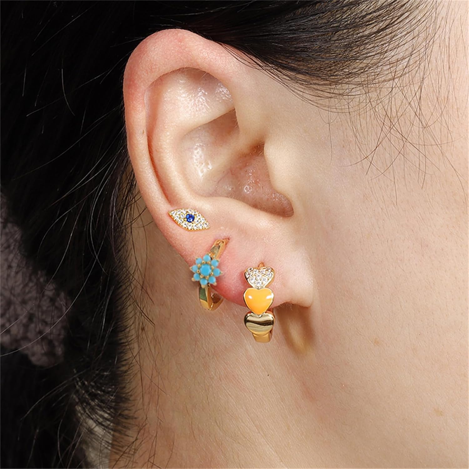 Dainty Crystal Flower Earrings for Women Sparkly Sunflower Daisy Hoop Earrings Gold Huggie Stud Earrings Crystal Elements Fashion Bridal Gifts - Image 2