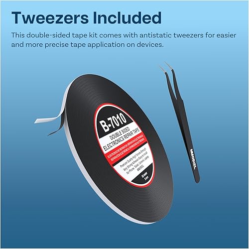 Miniatura 3 de MMOBIEL Cinta adhesiva de doble cara 5mm 50m (164 pies) Negra Ultra Fuerte Cinta de montaje para reparación de pantalla LCD, Smartphone, Tablet