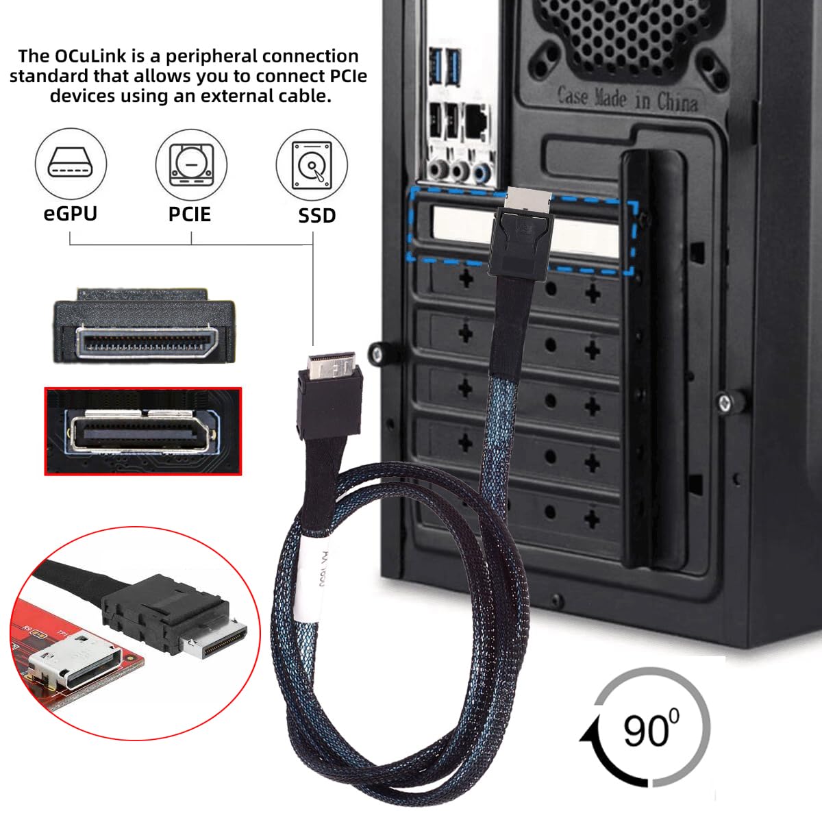 Xiwai OcuLink Kabel 50cm - PCIe SFF-8611 Stecker Für EGPU Und SSD