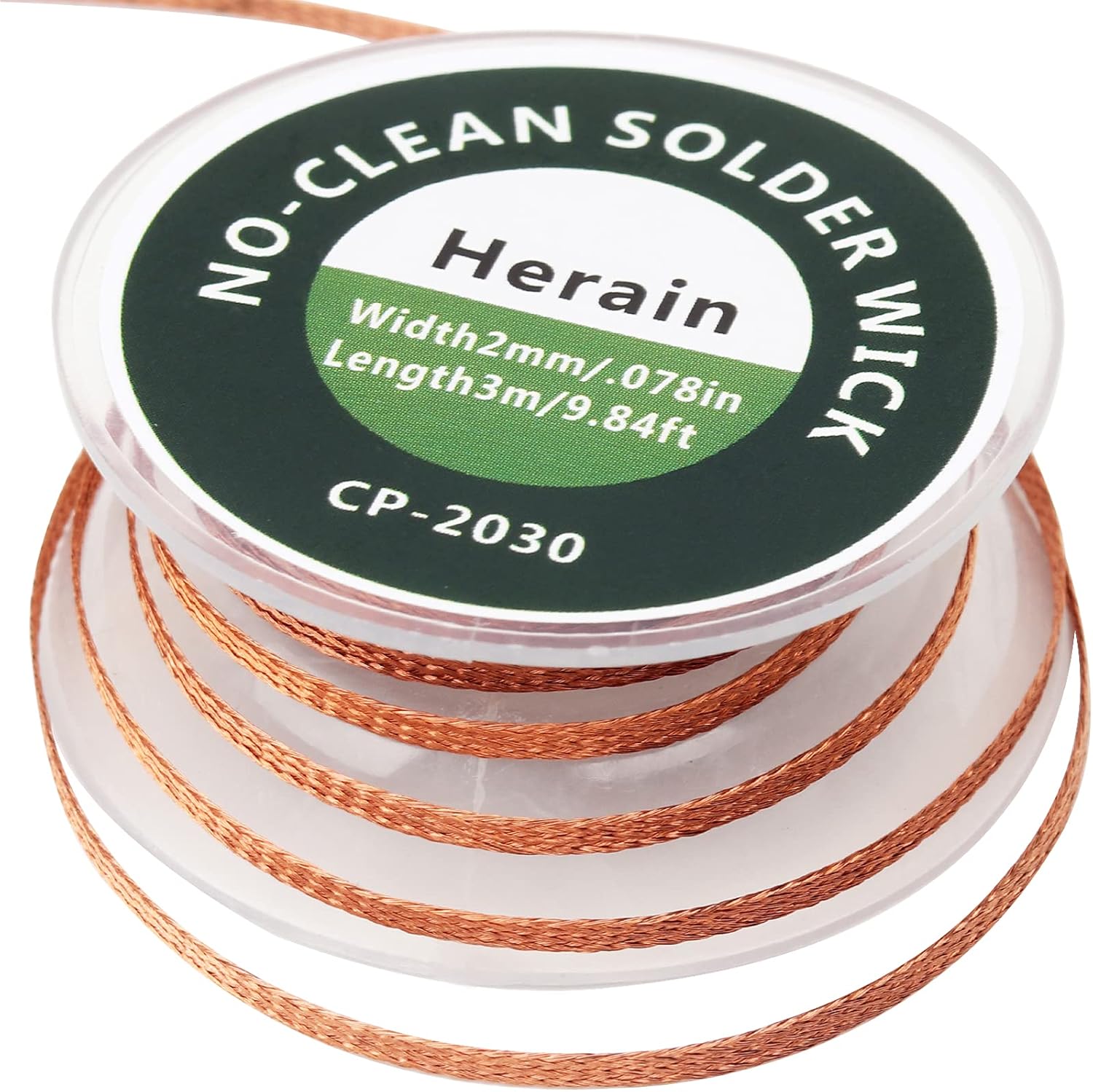 Herain No-Clean Solder Wick, Desoldering Braided Wicks with Flux, Desoldering Wicks Removal Tool Solder Sucker Used to Remove the Solder and Disassemble Electrical Components(9.84 ft Length) (1) - - 