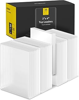 100-Pack White Clear Top Loaders (35pt) with Protective Film + 100-Pack Penny Sleeves, Kpop & Trading Card Protectors Toploader