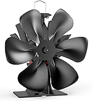 Vista 1 de Signstek Ventilador grande para estufa de madera, ventilador de 6 aspas de gran tamaño para chimenea, ventilador alimentado por calor