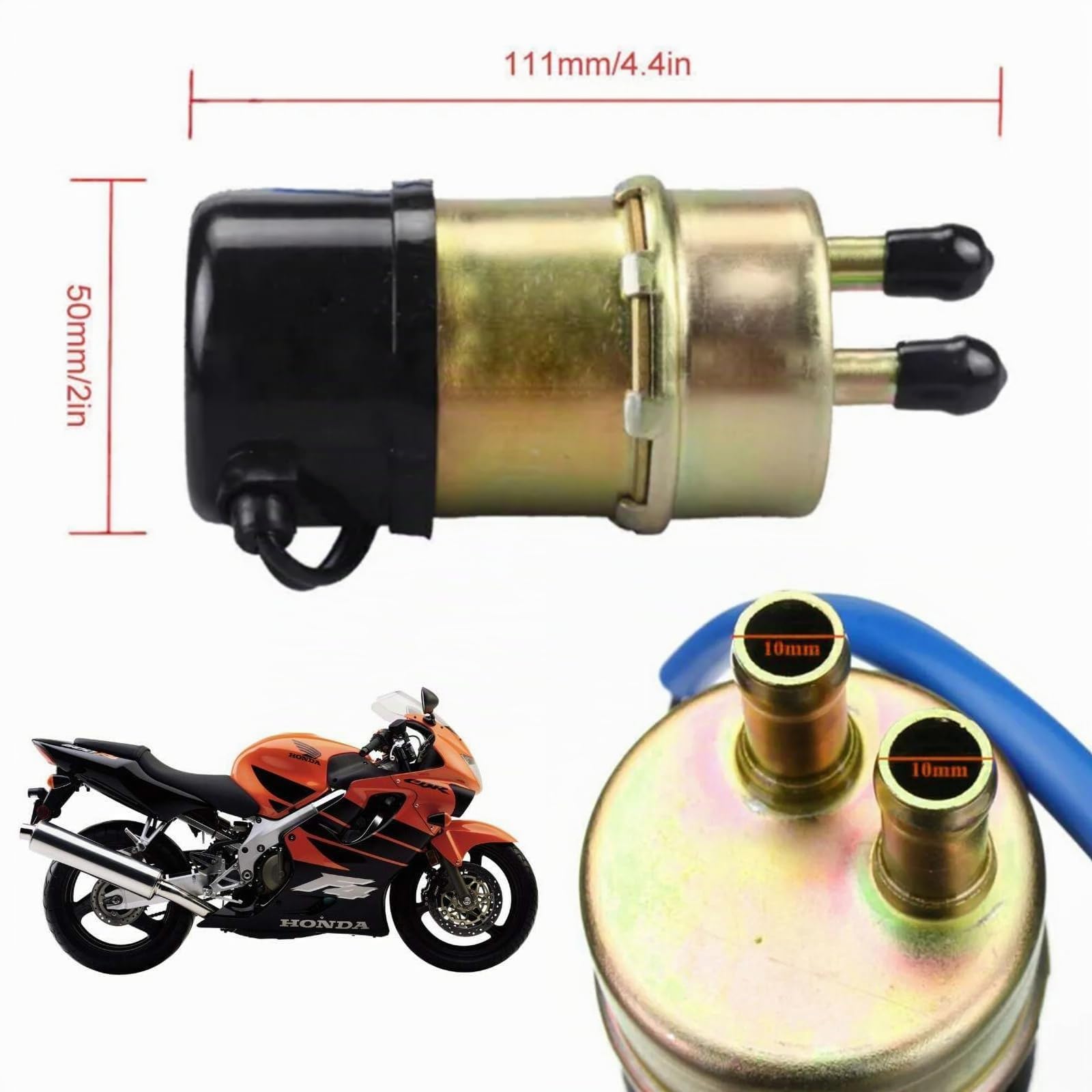 Twowinds Pompe à Carburant Moto Compatible avec Honda, Kawasaki, Suzuki