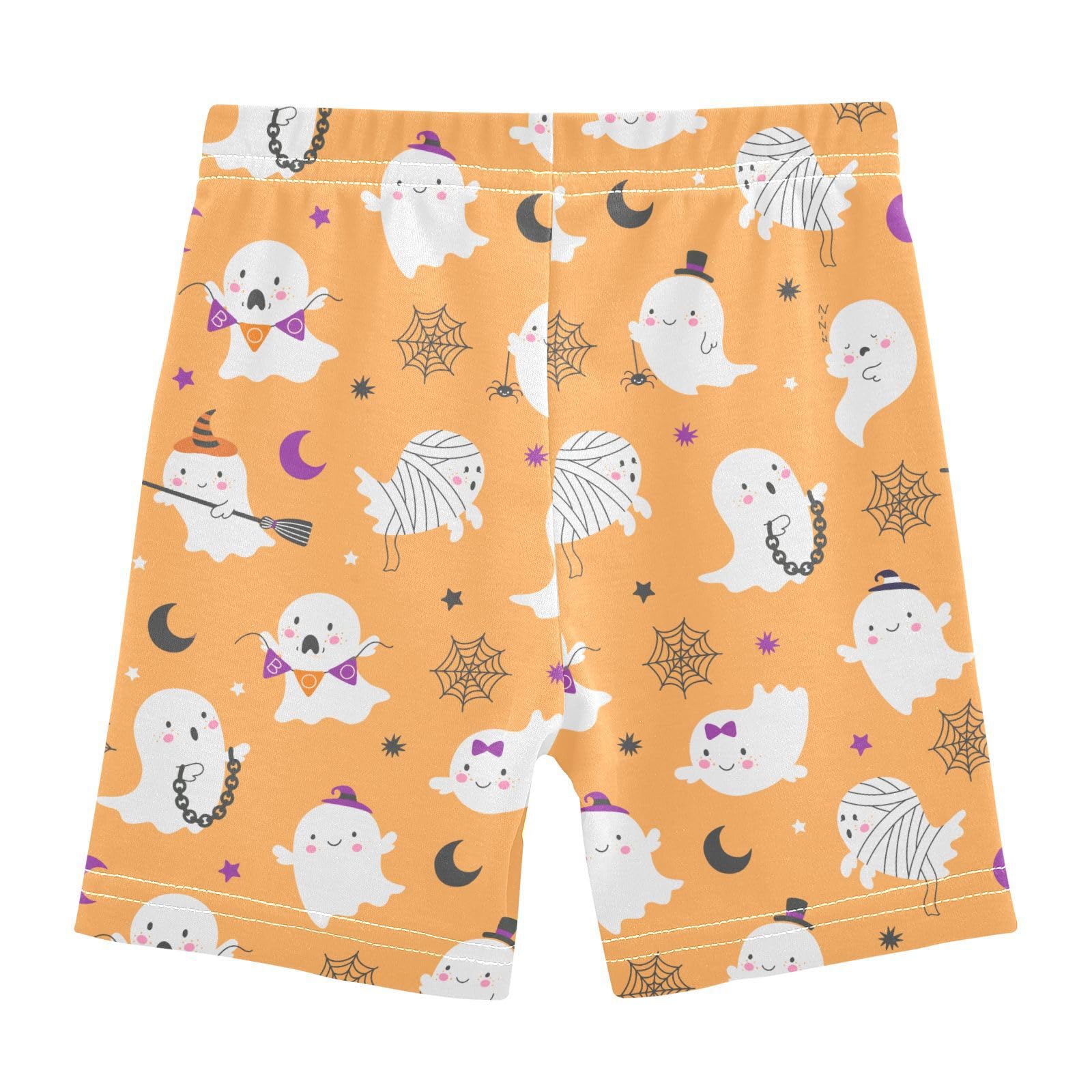 JHKKU Girls Halloween Ghost Shorts Cotton Cartwheel Bike Kids Biker Under Dress Dance Short Girl Clothes 10Y