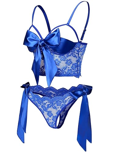 Aranmei Womens Lingerie Set 2 Piece Bra and Panty sets S-XXL - Royal Blue - Large