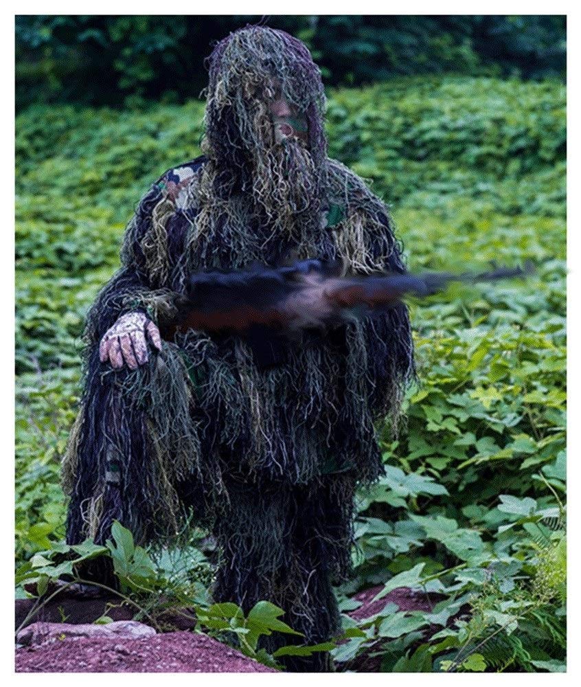 Hunting Suit,Camouflage Cloak,Geely Clothing Ghillie Suit Camo Birdwatching Poncho Sniper Set Yowie Clothes Leaf Leaves, for Cs Woodland Games Army Adult 3d Outdoor Encryption Reinforcement