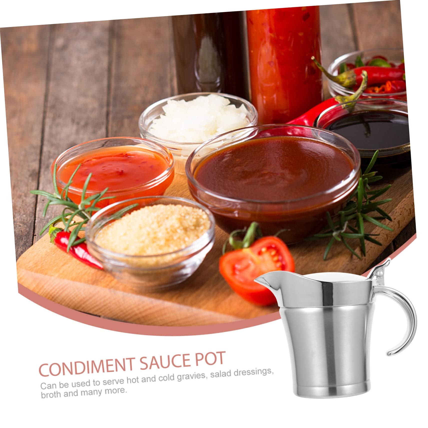 Dispensador de Salsa Vertedor Conveniente de 500ml de Acero Inoxidable y Diseño Antigoteo para Servir Hogar o Restaurante