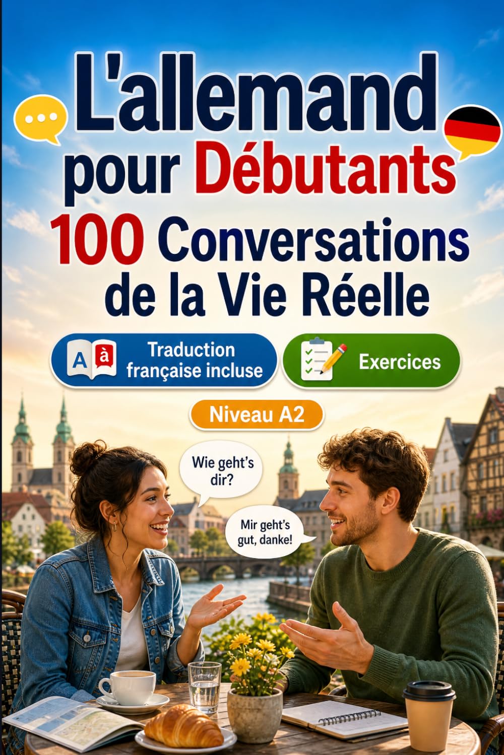 L'allemand pour Débutants A2 : 100 Conversations de la Vie Réelle: Apprenez l'allemand en situations réelles, passé, futur, voyages, travail, dialogues bilingues, vocabulaire et exercices