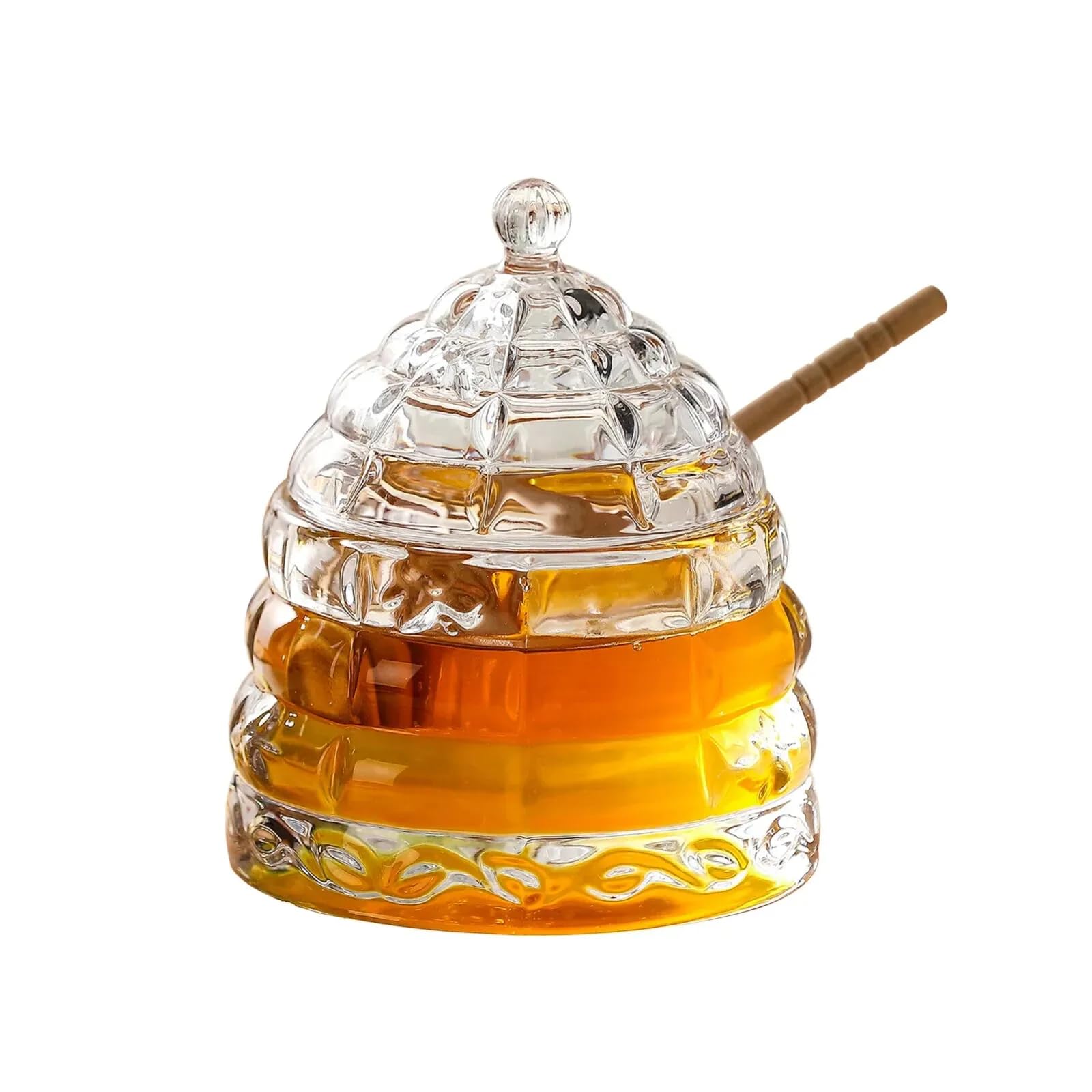 Generisch Tarro de Miel con Cuchara y Tapa, 600 ml, Recipiente para Almacenamiento