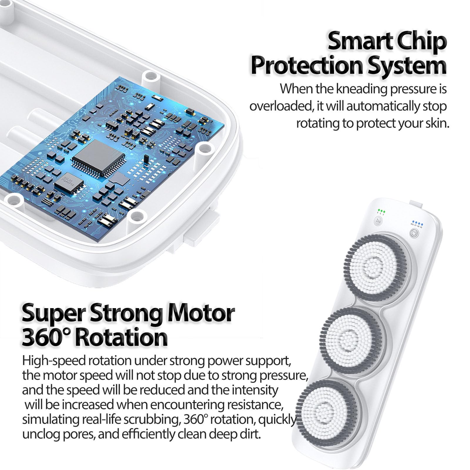 Inteligentna szczotka prysznicowa naścienna - Automatyczna obrotowa elektryczna szczotka do pleców 360 ° z dużą główką szczoteczki o długości 33 cm, 3-biegowa