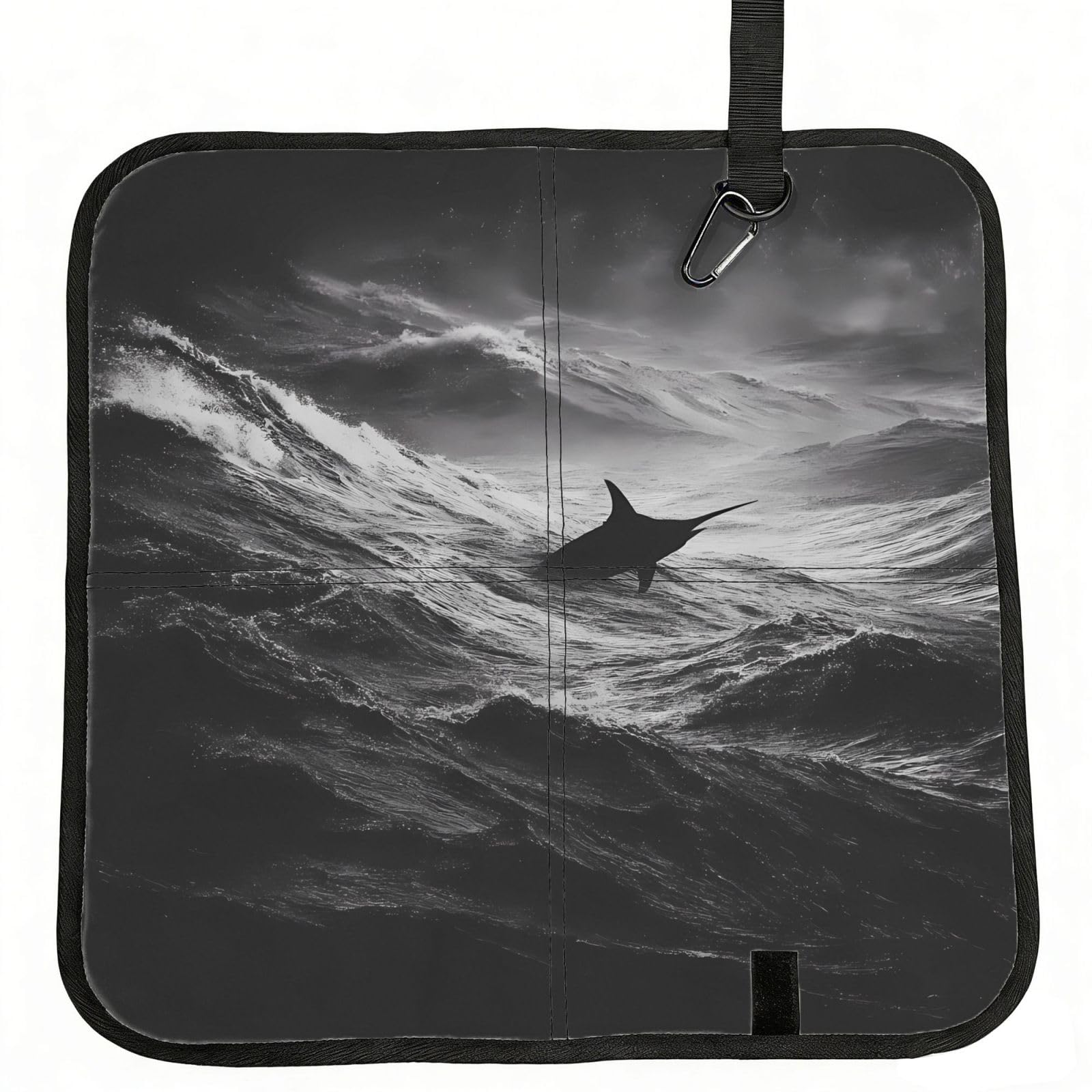 WBQLSL Colorless ocean Foldable Seat Cushion - Portable Stadium Pad with Carabiner for Camping Hiking Picnic Beach