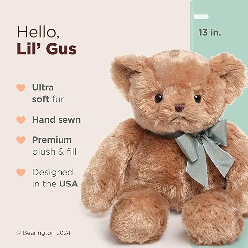 Vista 2 de Bearington Baby Gus Oso de peluche afelpado, de 13 pulgadas, animal de peluche, marrón Lil' Gus 13