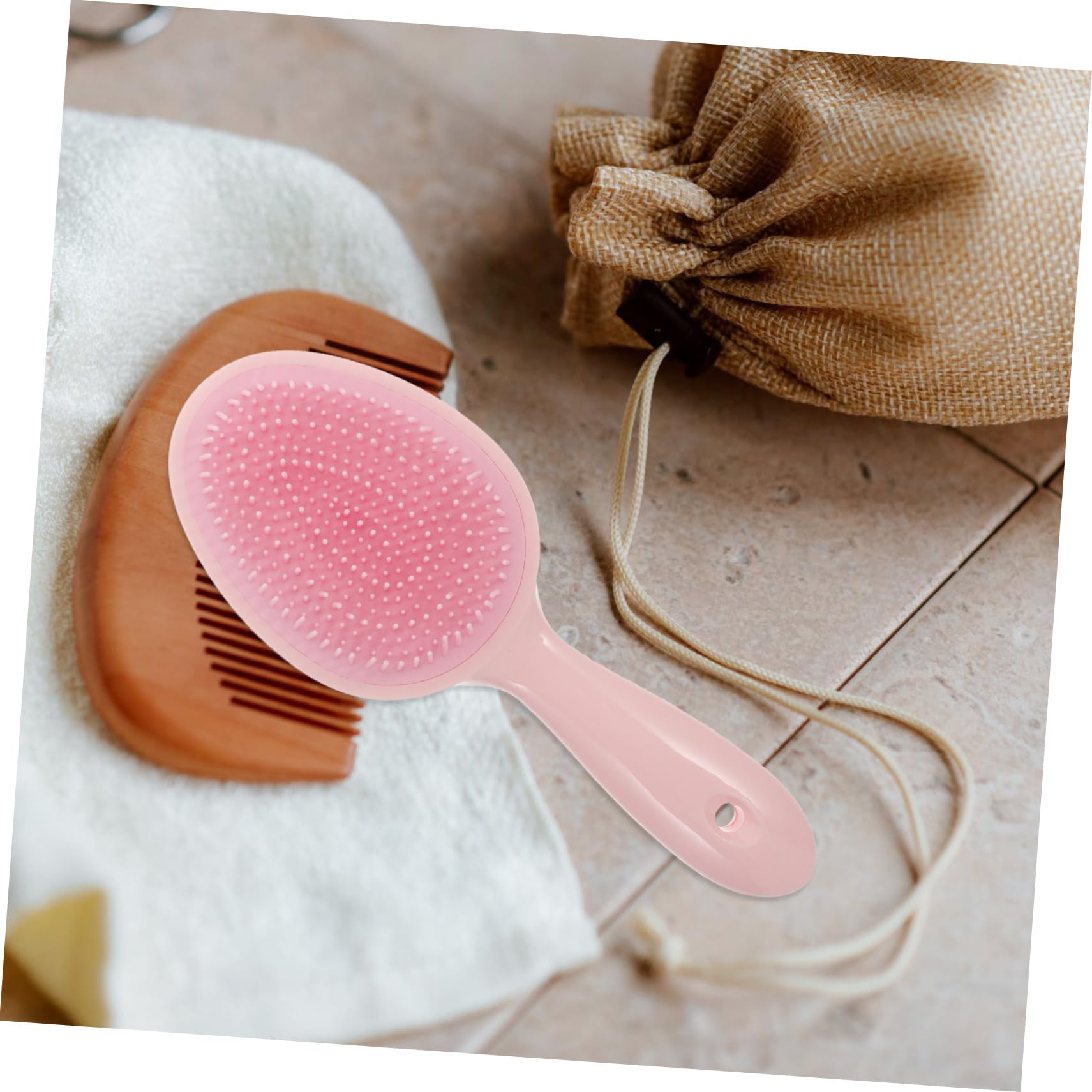 Healeved 5piezas Cepillo Masajeador De Cabelludo Cepillo De Ducha Para Masaje y Limpieza Diseño Ergonómico Para Aliviar Picazón y Controlar Color Rosa