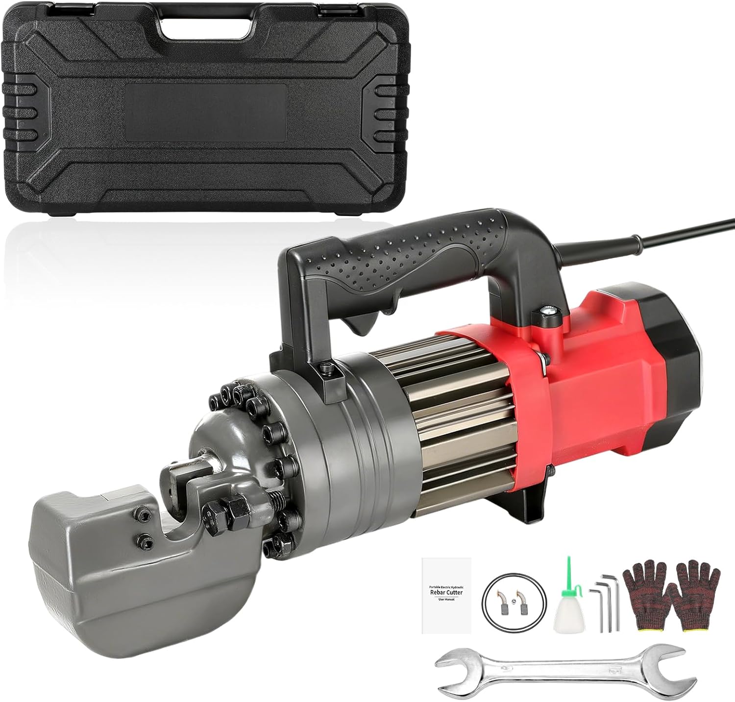 1400W Electric Rebar Cutter, 7/8" Hydraulic Portable Rebar Cutter 3-4s Cutting Speed Cuts 4-22mm #7 3/8" 5/8" up to 0.87" Rebar/Steel, RC-22,with Easy to Carry Box