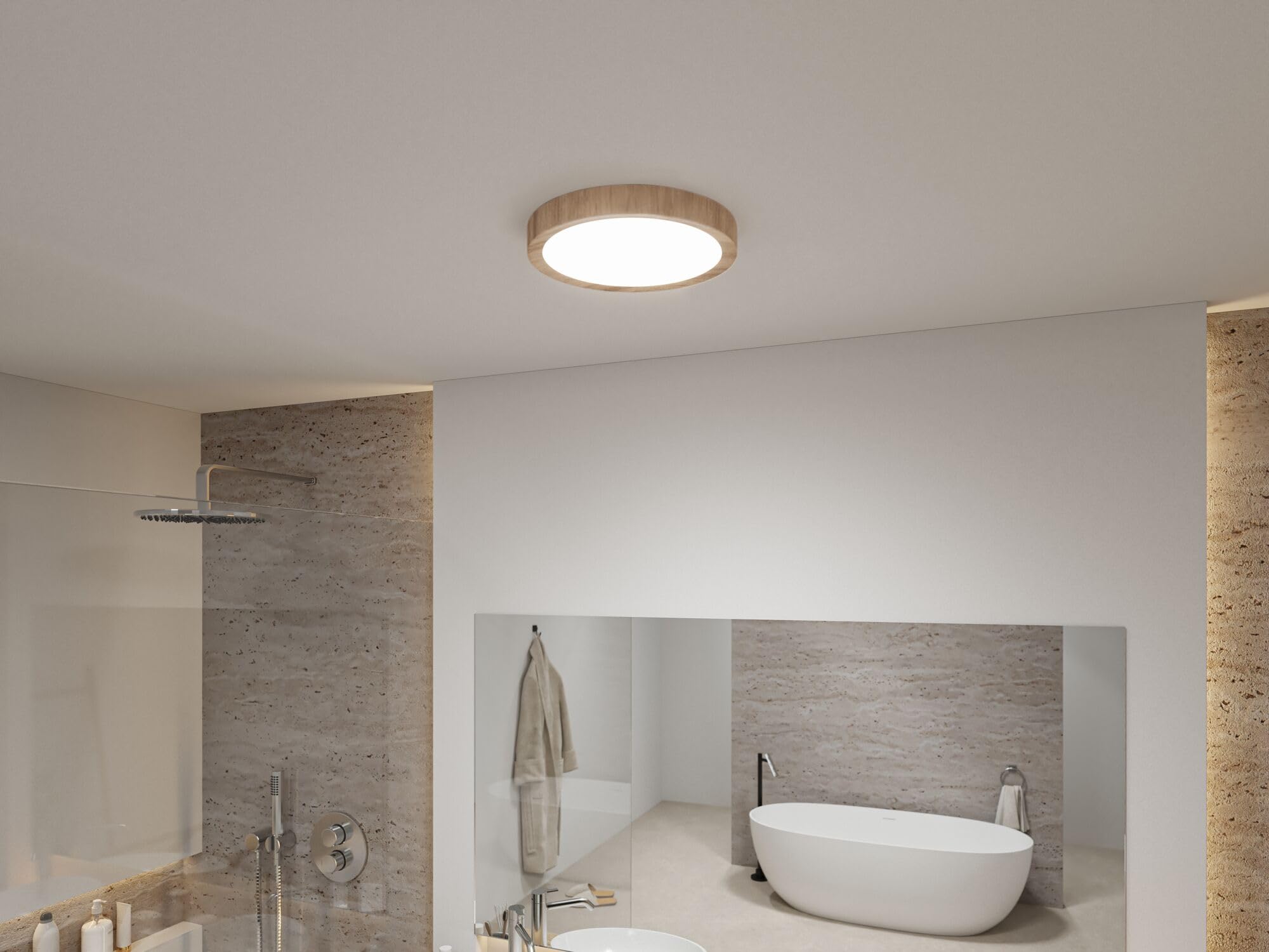 Paulmann 71085 Plafoniera Selection Bathroom LED Tega IP44 White Switch 1200lm 230V 22,5W effetto legno lampada per il bagno