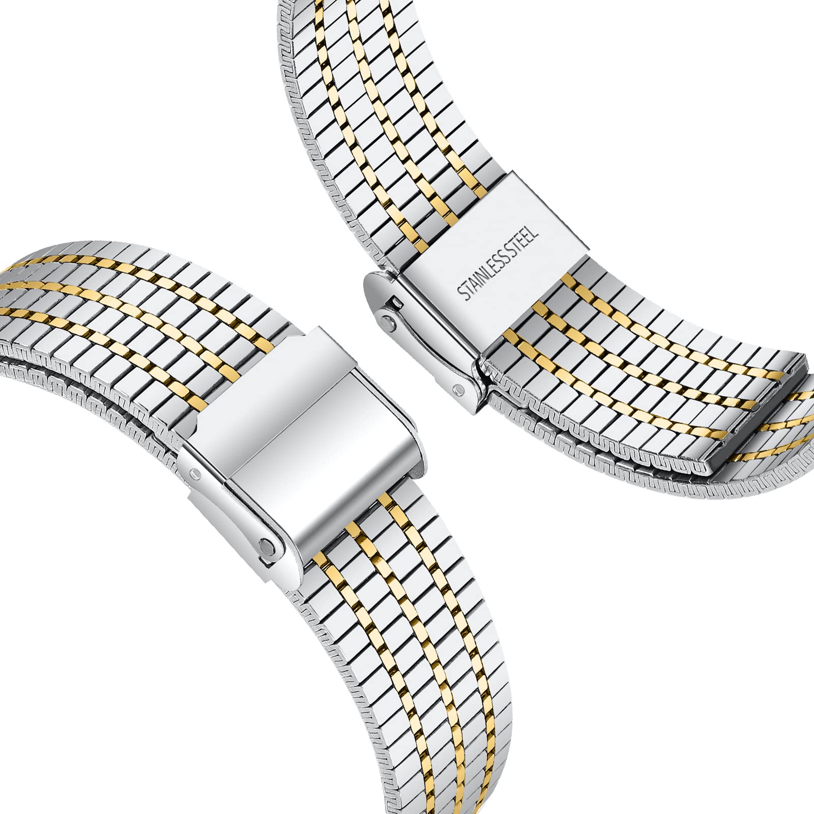 Gimuk Compatible with Fitbit Versa 2 Straps for Women Men Adjustable Stainless Steel Metal Replacement Watch Wrist Strap Band Bracelet for Fitbit Versa/Versa Lite/Versa SE (Silver/Gold) - Image 3