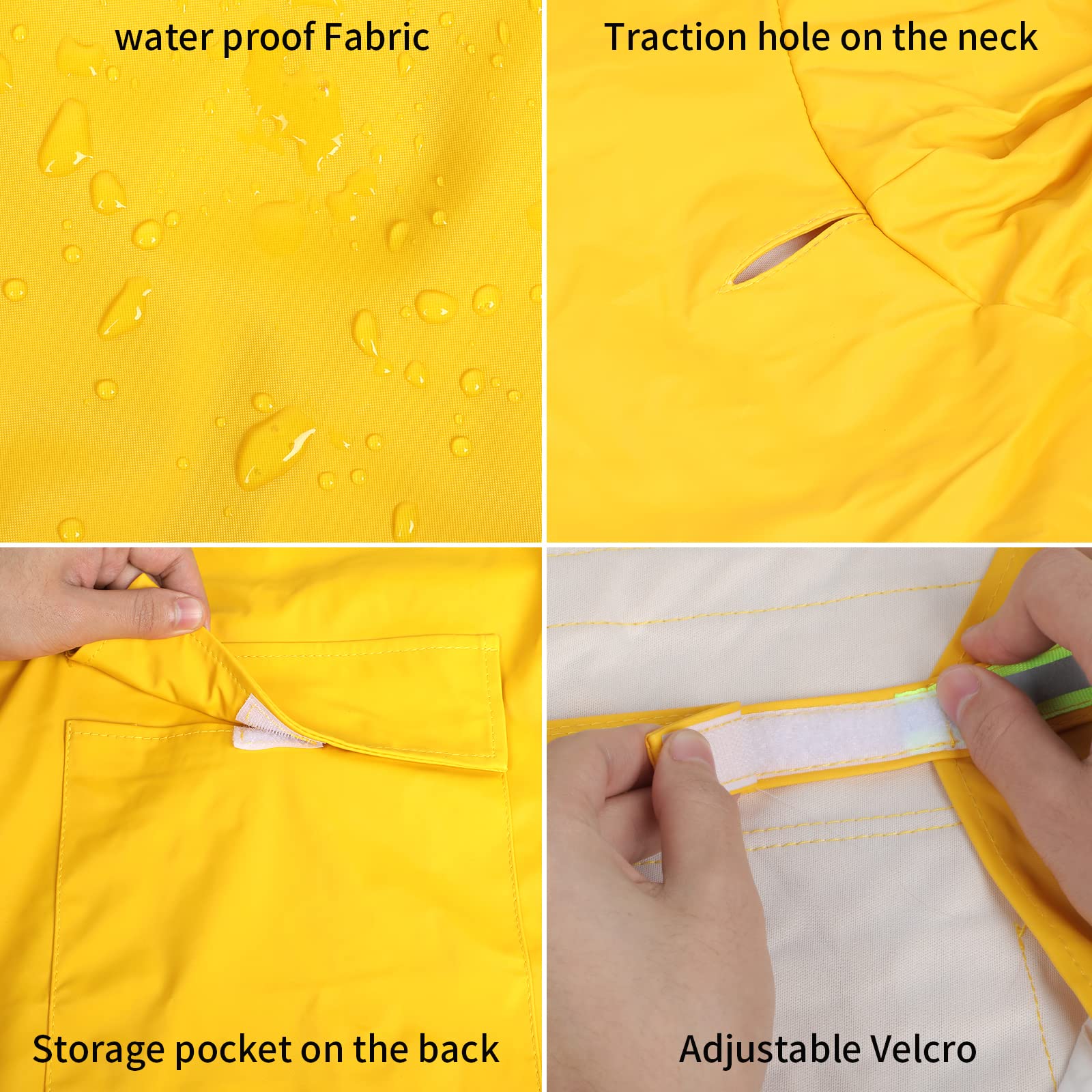 Hunde-Regenmantel mit Kapuze, wasserdichte Hunde-Regenjacke, reflektierender Poncho, Hunde-Regenmantel mit Leinenloch und Tasche, Hunde-Regenbekleidung für kleine, mittelgroße und große