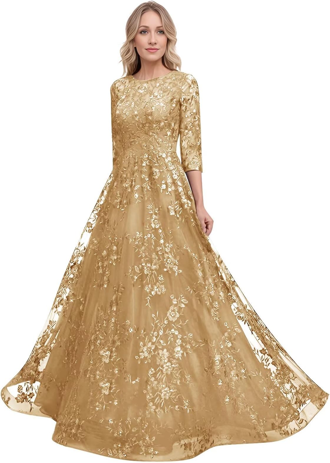 Sequin Lace Mother of The Bride Dresses Sparkly Evening Gown for Women Long Sleeve Prom Dress 2026