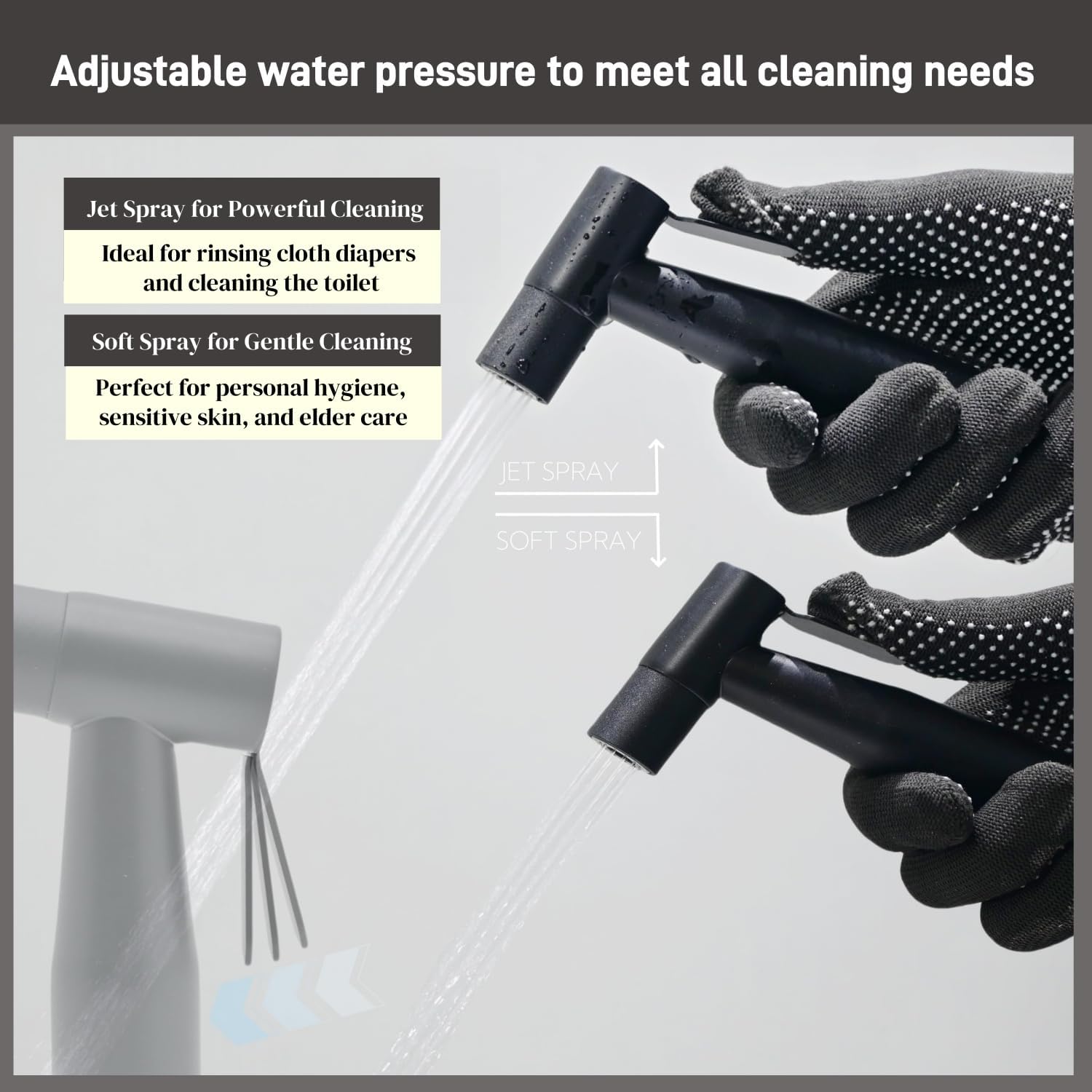 Stainless Steel & Matte Black Handheld Bidet Sprayer Bundle - Adjustable Water Pressure, Ideal for Feminine Wash and Baby Diaper Cleaning image 4