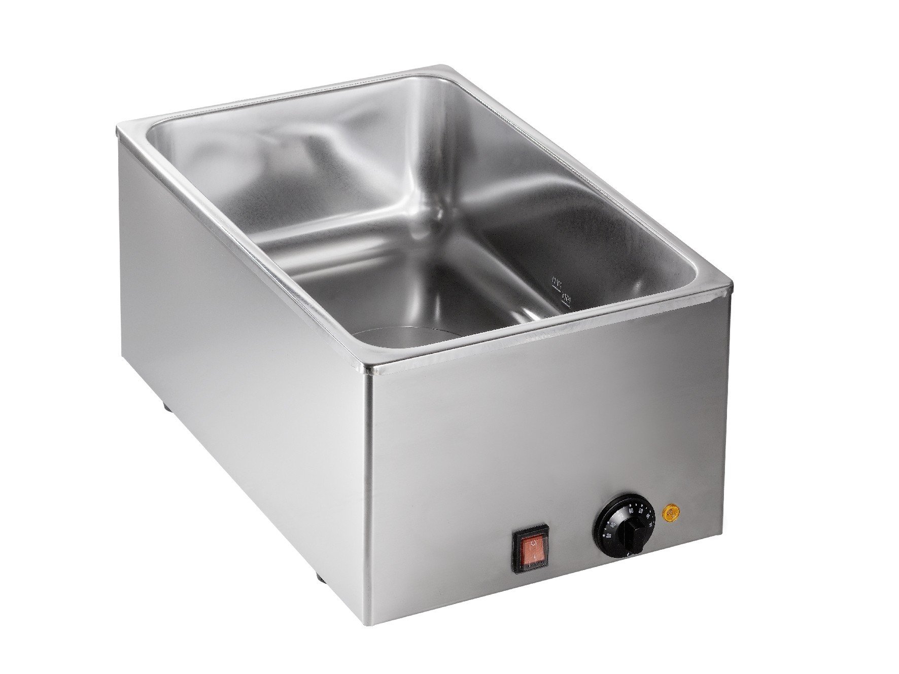 SARO BM 160 Baño maría, para 1 GN 1/1 o 2 GN 1/2 o 3 GN 1/3, acero inoxidable, termostato, luz indicadora, 0-100 °C, 1 kW