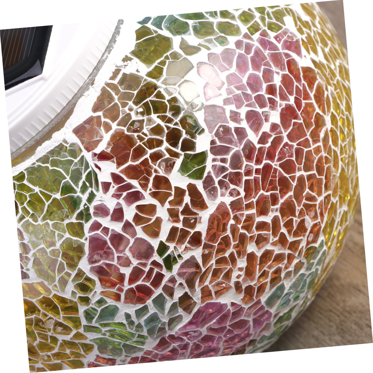 Lampada Solare da Tavolo in Vetro Mosaico, Cambio Colore | 2 Modalità Luce Singola e Multicolore, Accensione Automatica Notturna, per Esterno e Natale