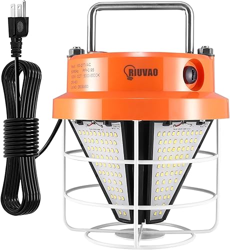 RIUVAO Luz de trabajo temporal LED de 100 W, 15000 lúmenes, luces de construcción, 5000 K, luz diurna, luz blanca, portátil, luces de trabajo