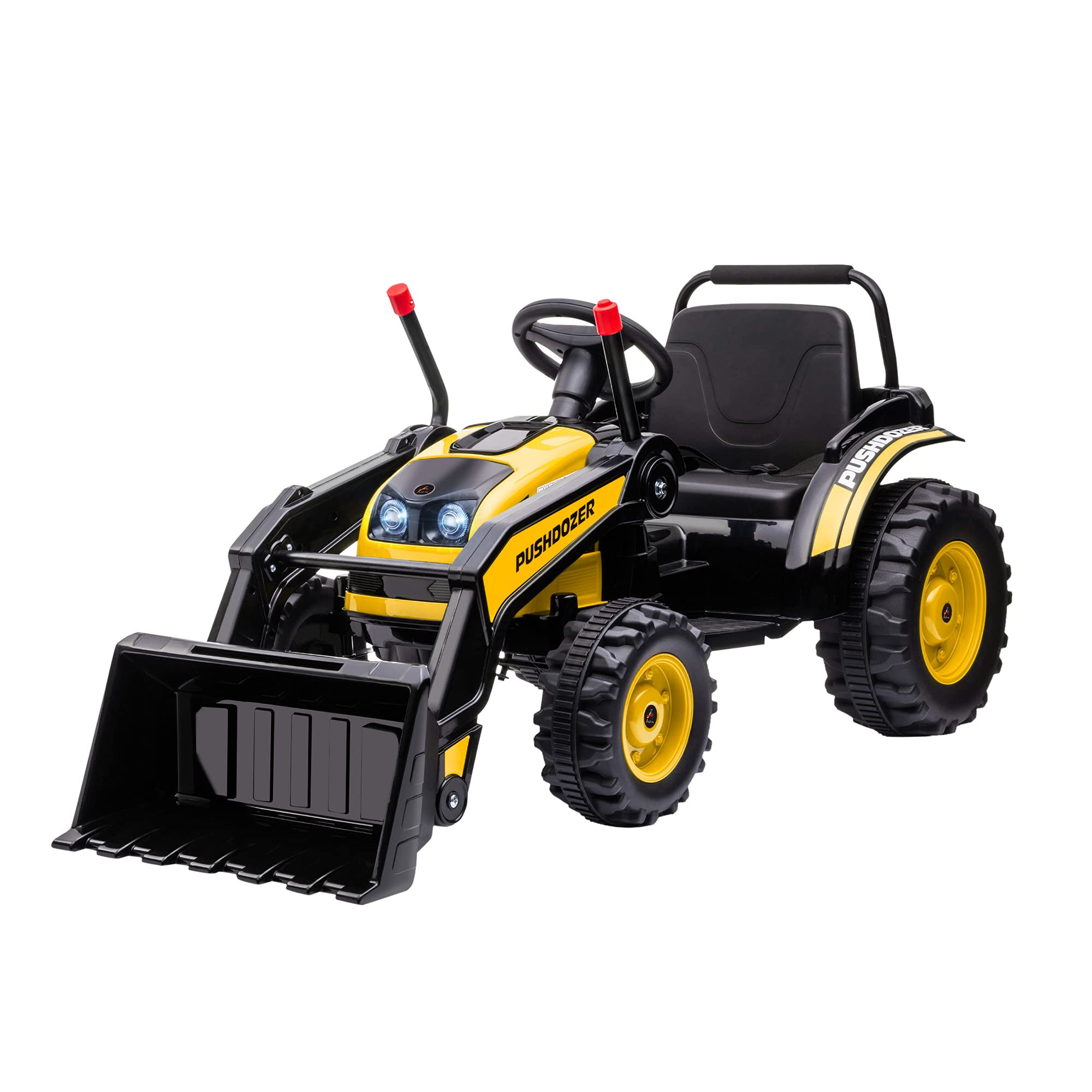 Aosom 6V Kids Ride on Excavator, Bulldozer, Electric Construction Vehicle, Rechargeable Battery Powered Truck with Adjustable Bucket, High/Low Speed, Realistic Sound and Headlights, Yellow