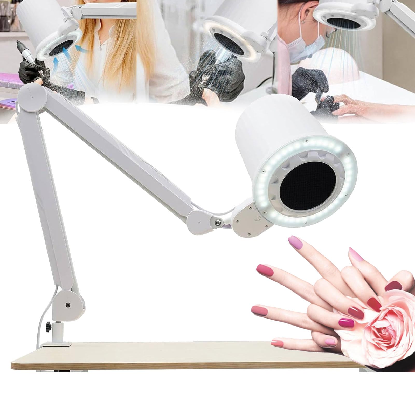 Aspirapolvere Professionale per Unghie con Filtro Riutilizzabile, aspirapolvere per Unghie da 80 W, 10 velocità del Regolabili, per Manicure, Pedicure nel Salone di Bellezza