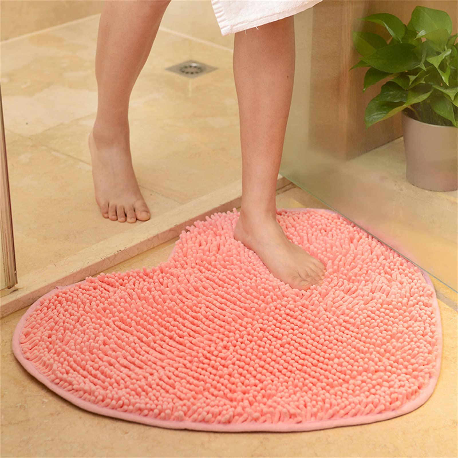 Mateju Alfombra de Baño Chenille, Alfombra Baño Antideslizante Alfombrilla Secado Rápido y Absorbente para Dentro Duchasalir de la Ducha, la Bañera (50 * 60cm,Rosa Claro)